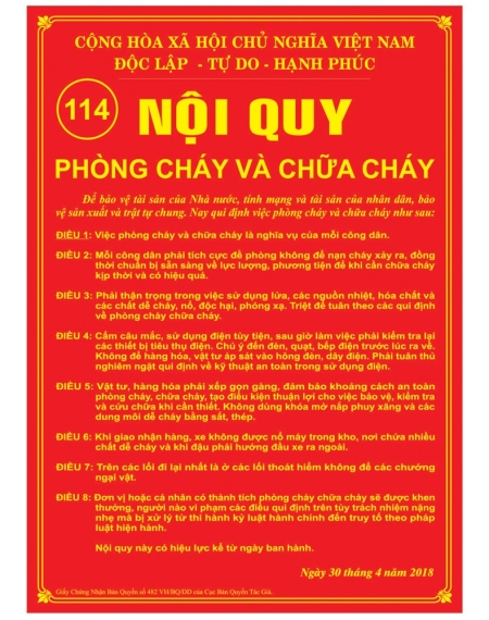 BẢNG NỘI QUY PCCC